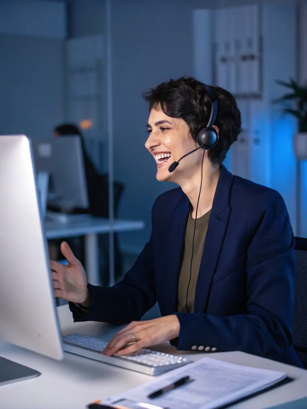 A friendly customer service representative assisting a guest with their booking, showcasing the company's commitment to customer satisfaction.