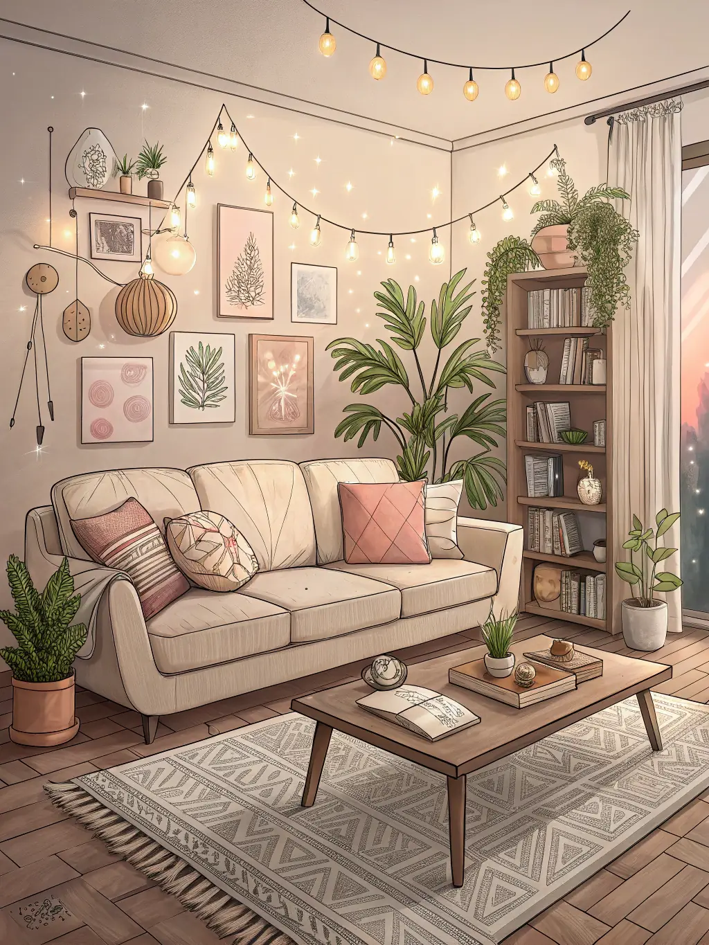 A cozy and well-furnished living room in one of Four Something Rentals' properties, showcasing the comfort and quality of the accommodations.